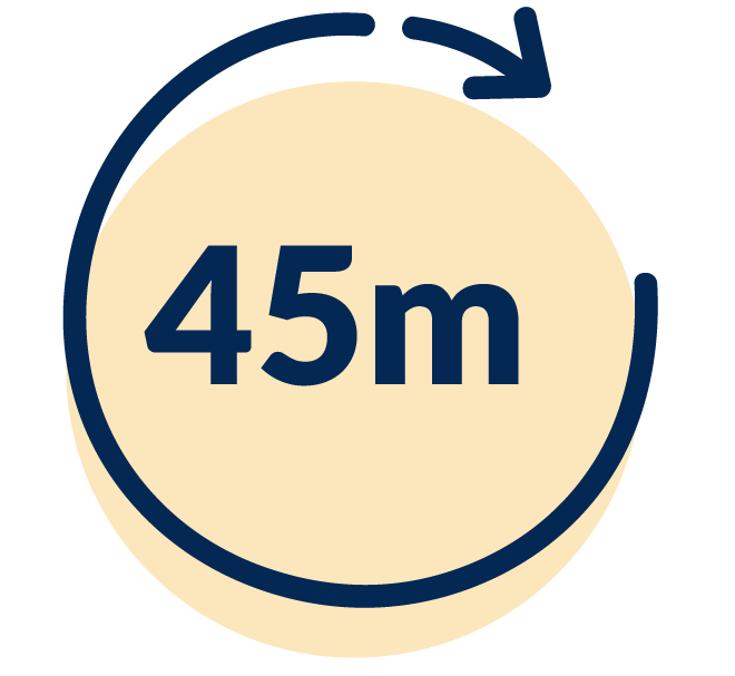 45 minutes icon illustration