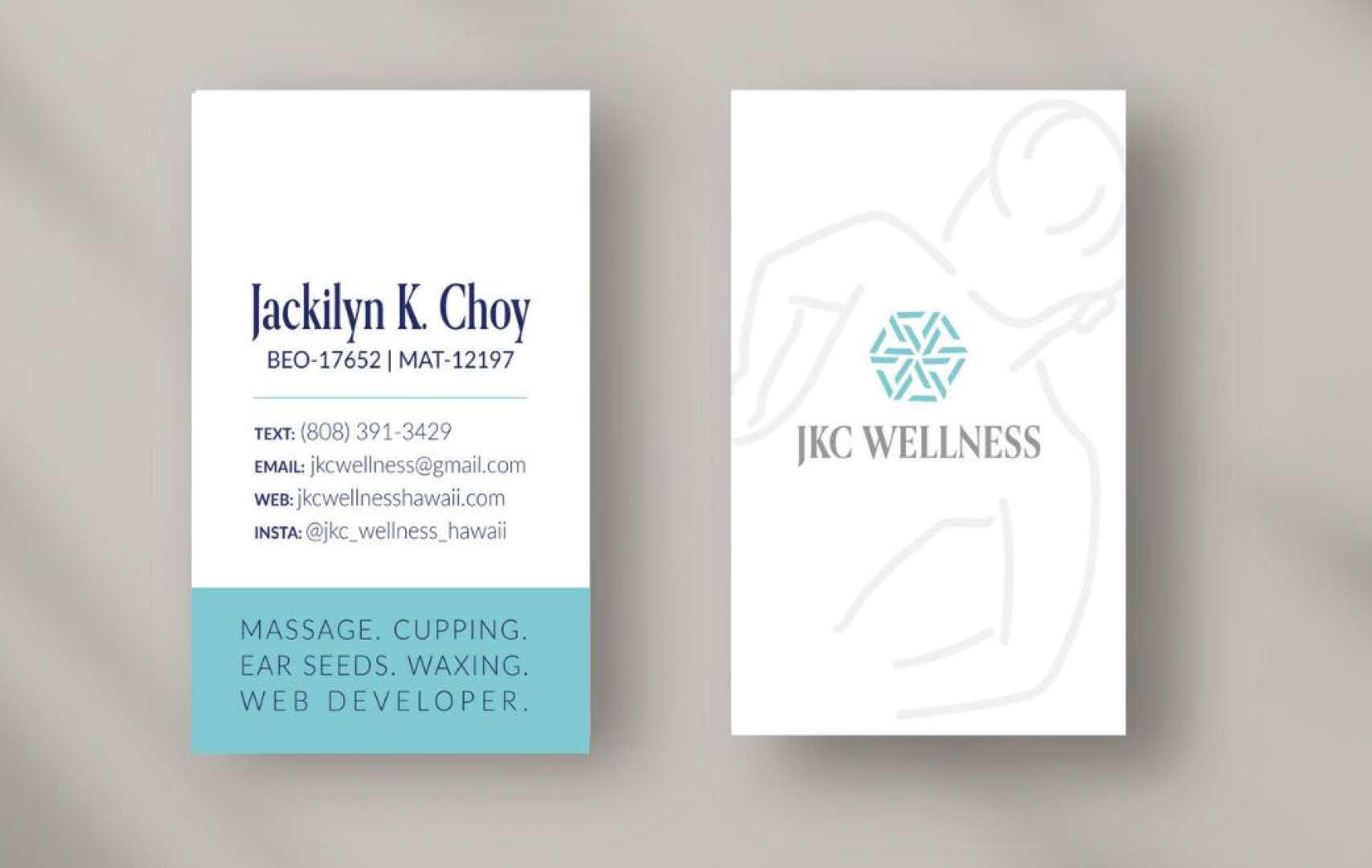 image of JKC Wellness' businss cards