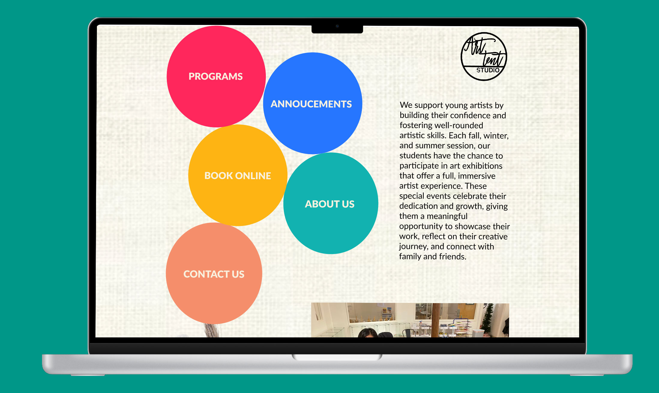 image of Art Tent Studio website