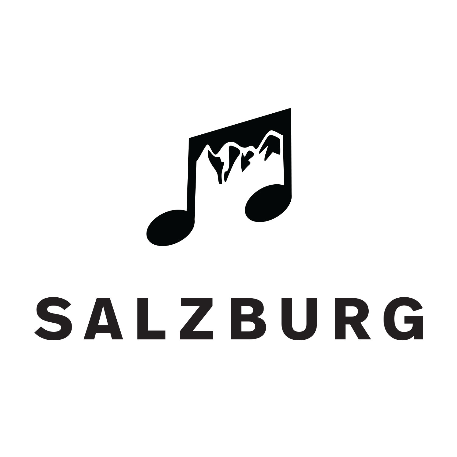 image of a mountain ridge between music notes as a logo