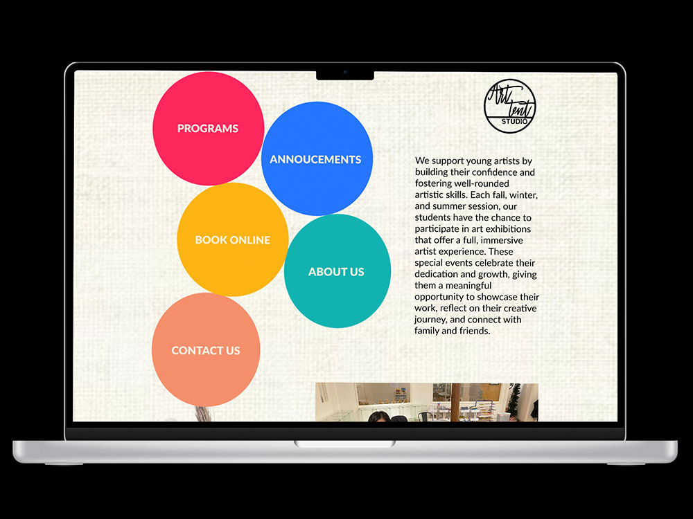 example of Art Tent Studio website on a laptop