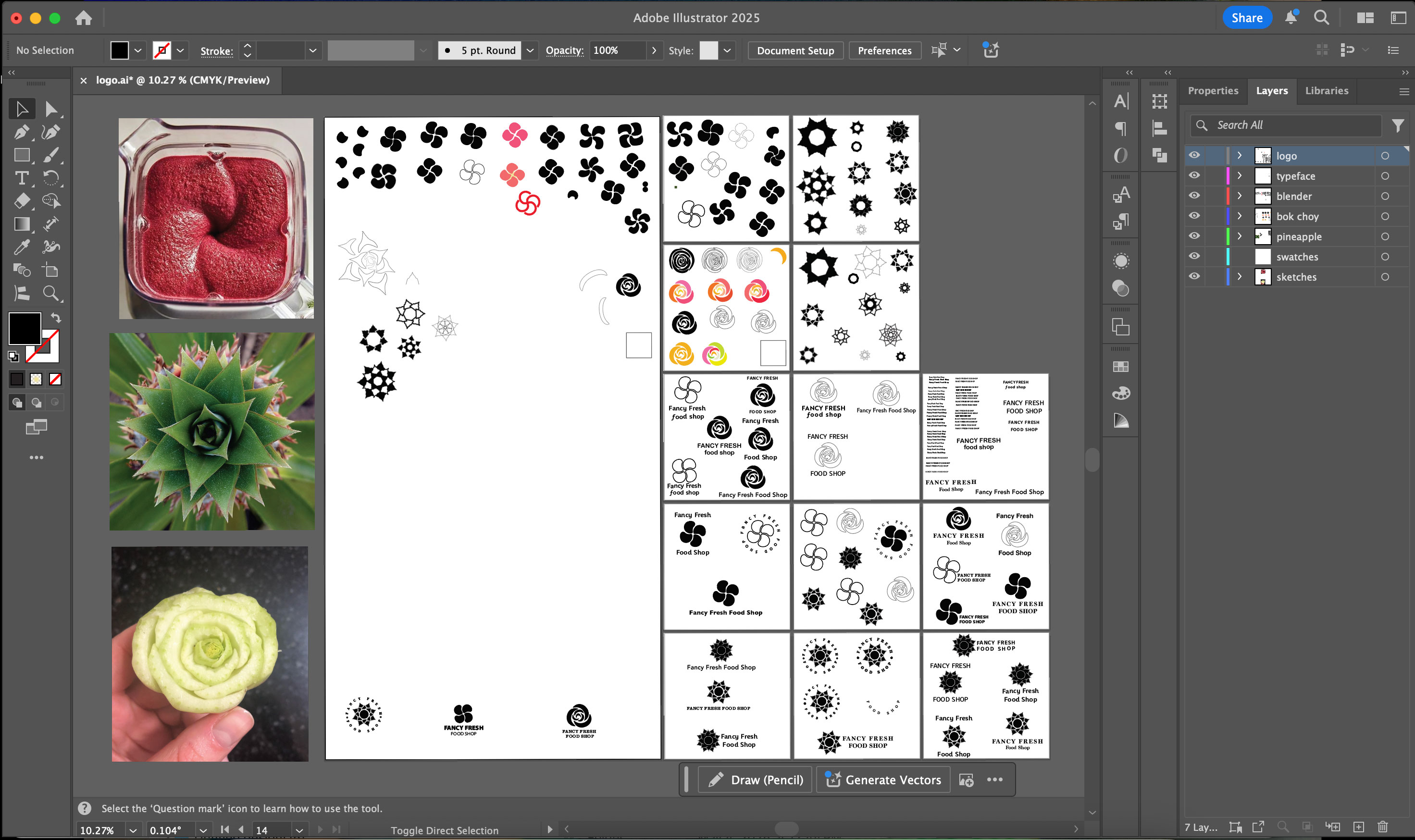 image of Adobe Illustrator with different logo variations