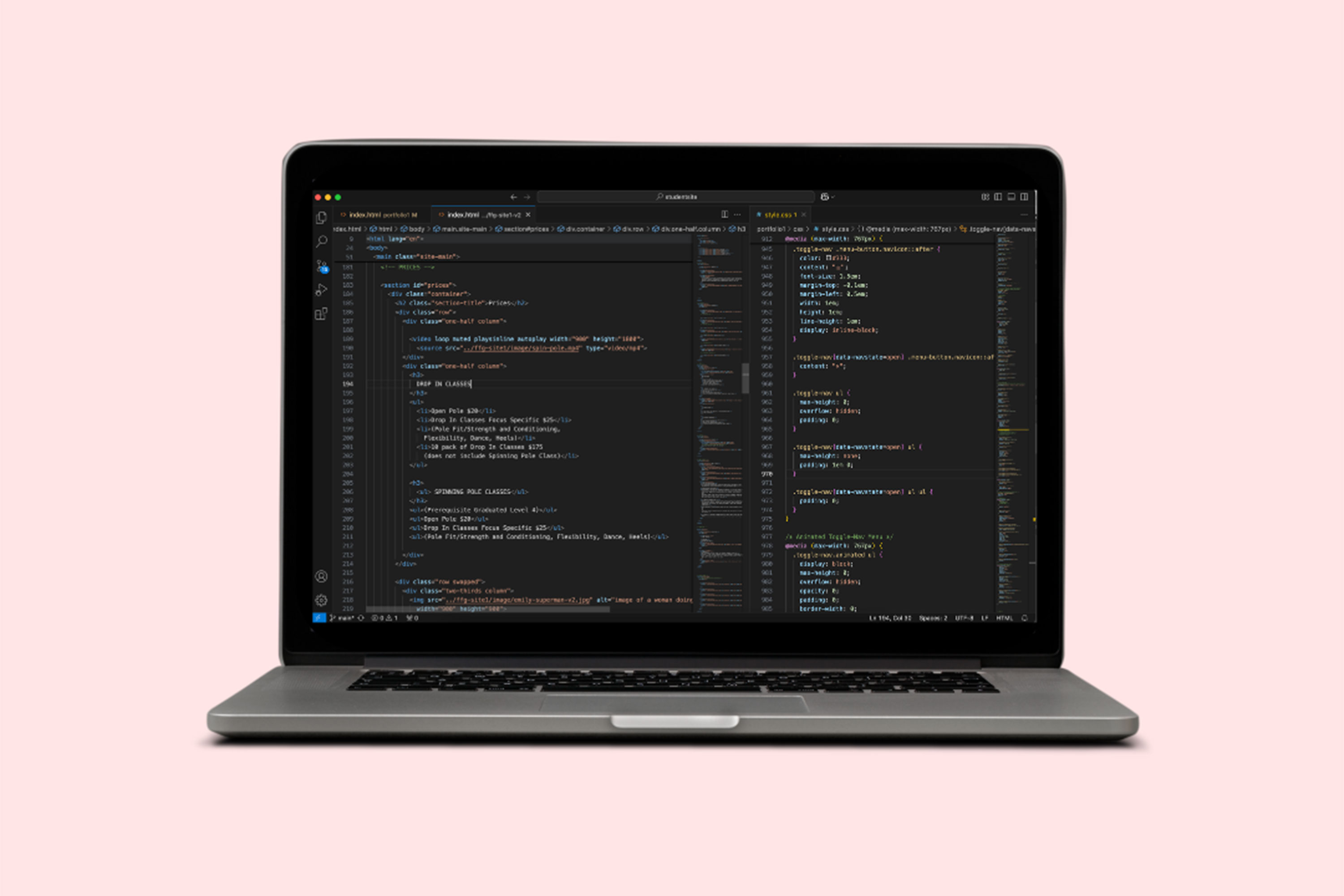 image of potential colors and typeface for a website