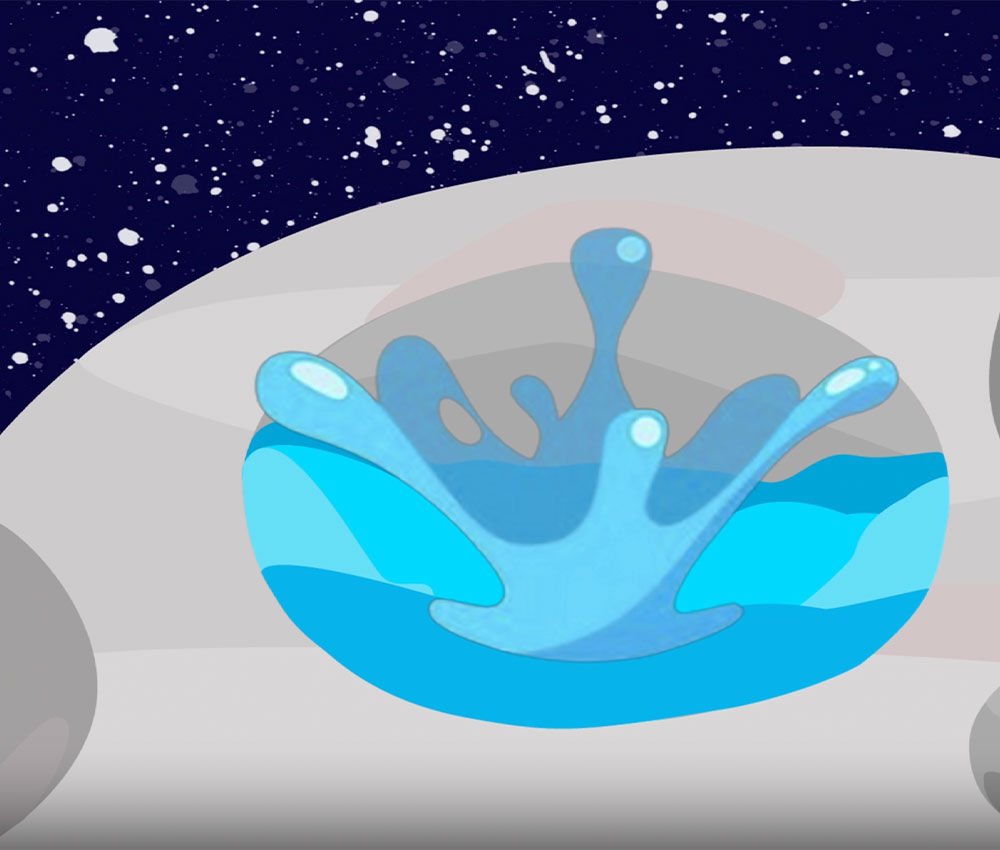 illustration of the moon with water splash
